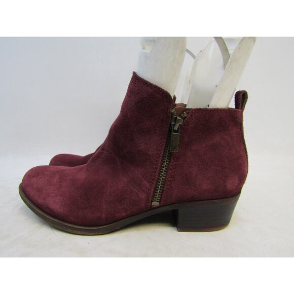 Lucky Brand Womens Size 8 M Burgundy Suede Ankle Fashion Boots Bootie - Picture 1 of 11